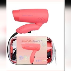 ALMOST FAMOUS HAIR Mighty AF Mini Travel Dryer with Holotone Carrying Bag